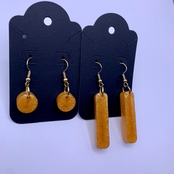 Set of 2 Gold Earrings- HANDMADE - Picture 2 of 3